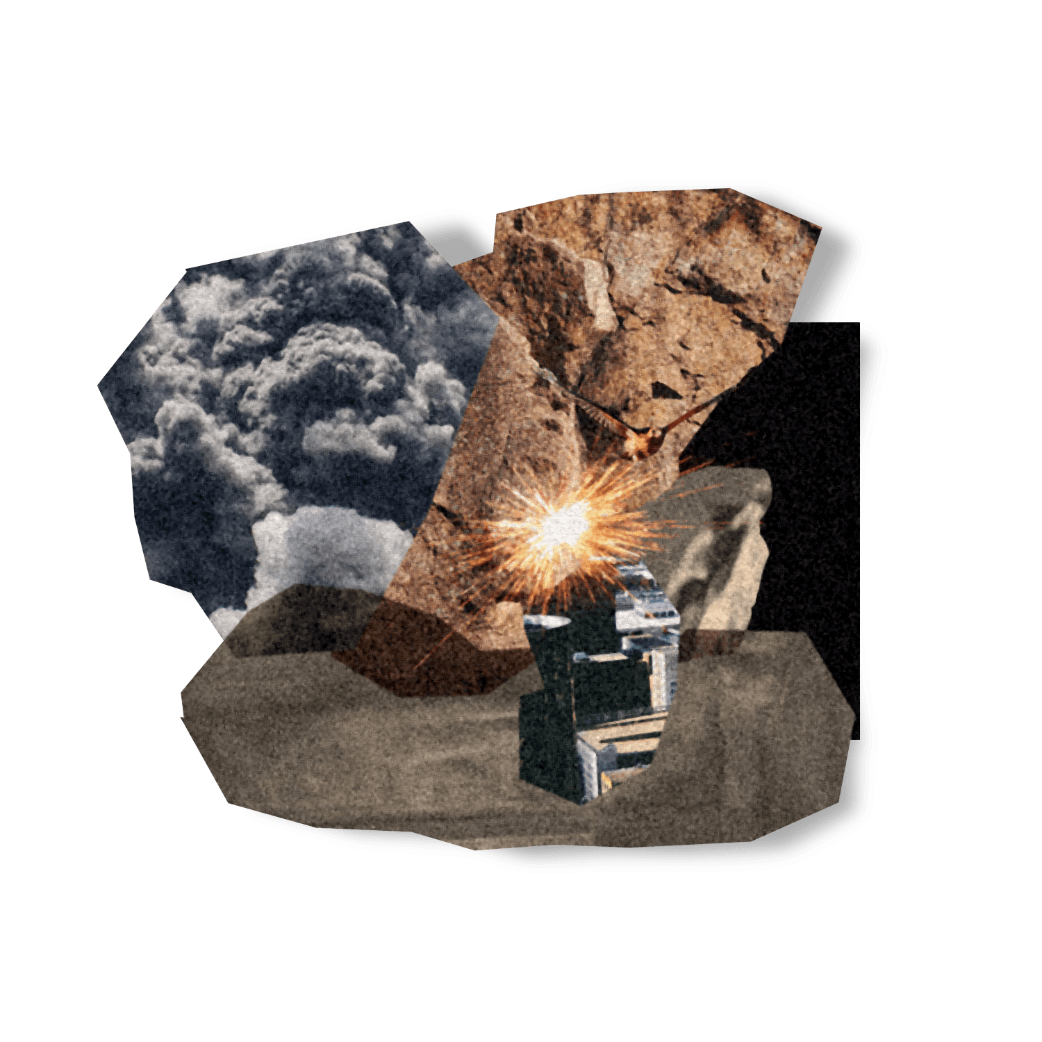 Illustration of landscapes and technology intersecting