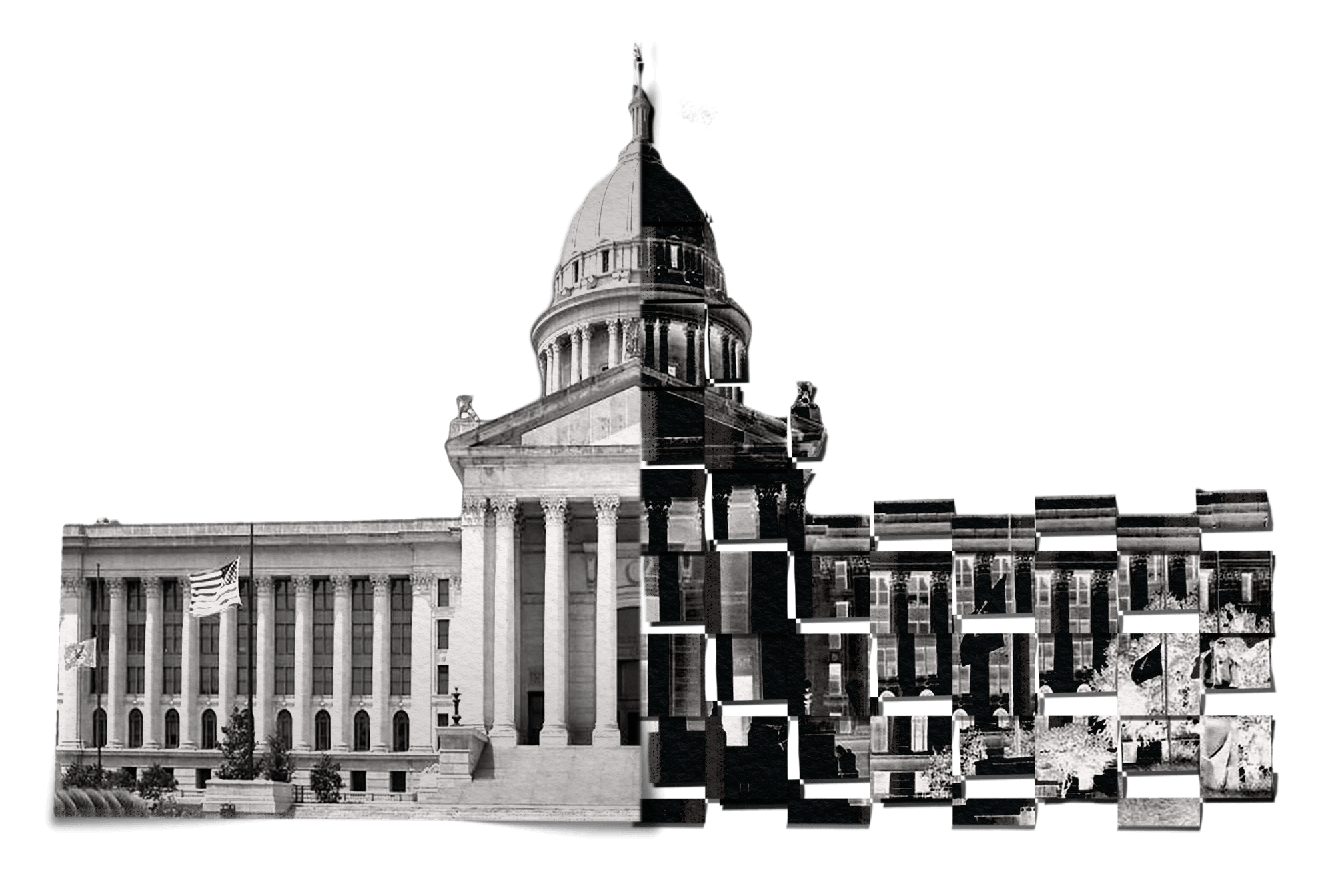 Illustration of the tale of two cities in Oklahoma City